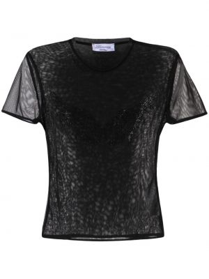 T-shirt avec perles à imprimé transparent Blumarine noir