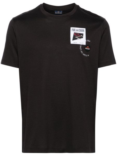 Βαμβακερή μπλούζα Paul & Shark μαύρο