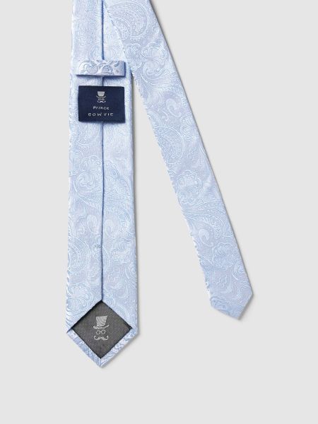 Jedwabny krawat z wzorem paisley Prince Bowtie błękitny