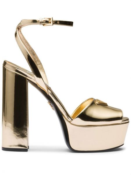 Sandales ar platformu Prada zelts