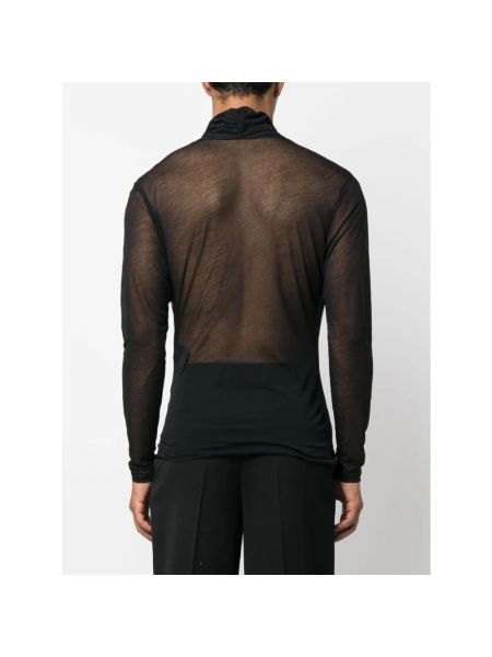 Jersey de algodón de tela jersey drapeado Saint Laurent negro
