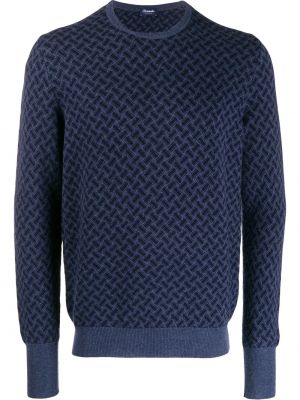 Kašmírový sveter s okrúhlym výstrihom Drumohr modrá