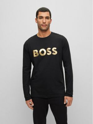 Majica z dolgimi rokavi z dolgimi rokavi Boss črna