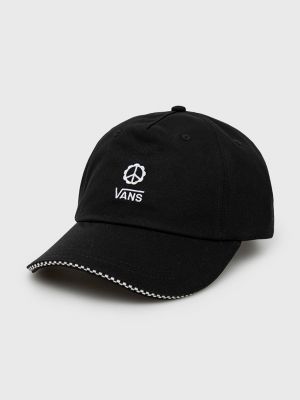 Памучна шапка с козирки с апликация Vans черно