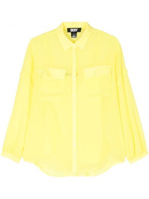 Прозрачна риза от шифон от креп Dkny жълто