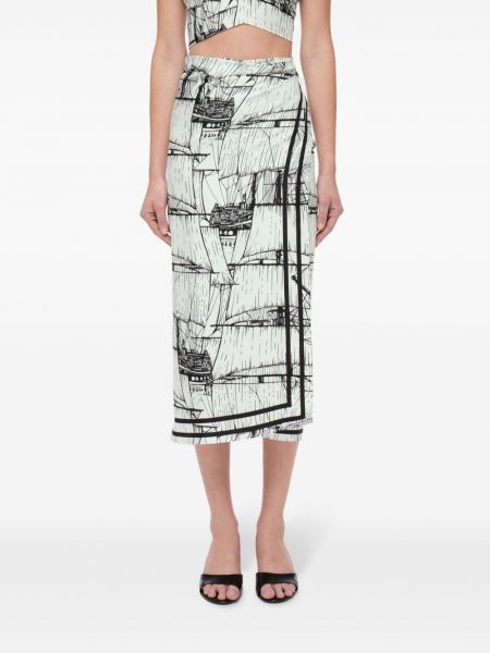 Hedvábné sukně s potiskem s abstraktním vzorem Ferragamo