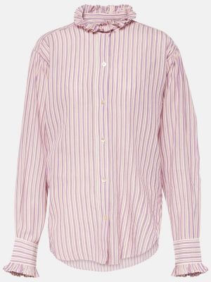 Pruhovaná bavlněná košile Marant Etoile fialová