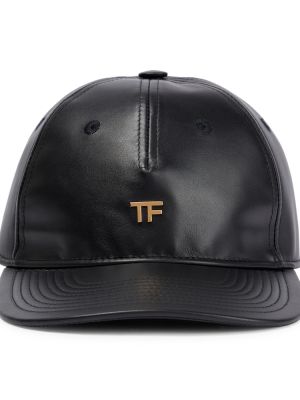 Cappello con visiera di pelle Tom Ford nero