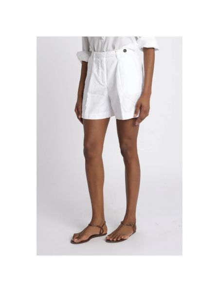 Pantalones cortos de lino de algodón Massimo Alba blanco
