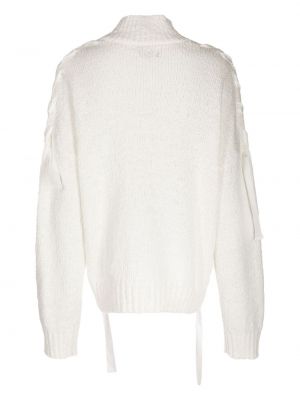 Mežģīņu kokvilnas džemperis ar šņorēm Izzue balts