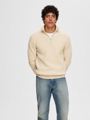 Pull col roulé Selected Homme beige