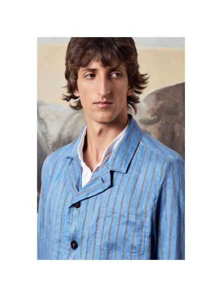 Blazer de lino de seda Massimo Alba azul