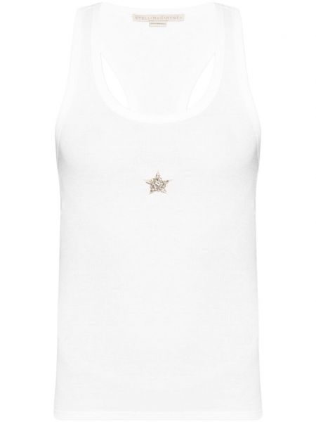 Lyocell marškinėliai be rankovių su žvaigždės raštu Stella Mccartney balta