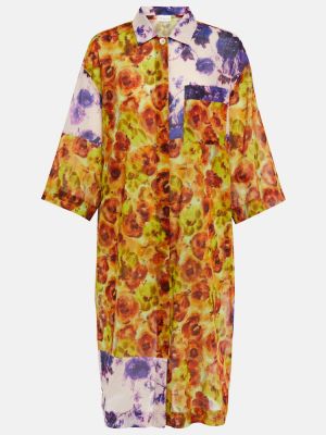 Pamučna midi haljina s cvjetnim printom Dries Van Noten