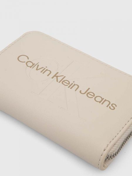 Portfel na zamek Calvin Klein Jeans beżowy
