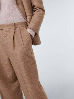 Pantalon droit en laine en cachemire en coton Auralee marron