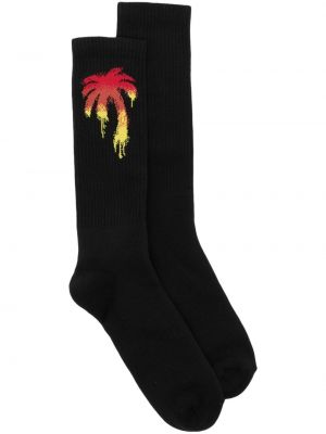 Жакардови памучни чорапи Palm Angels черно