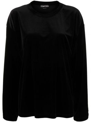 Velours sweatshirt mit rundhalsausschnitt Tom Ford schwarz