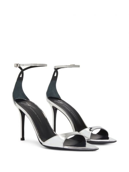 Kožené sandály Giuseppe Zanotti stříbrné