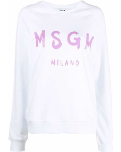 Trykt bomull sweatshirt Msgm hvit