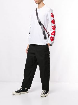 Camiseta con estampado manga larga con corazón Comme Des Garçons Play blanco