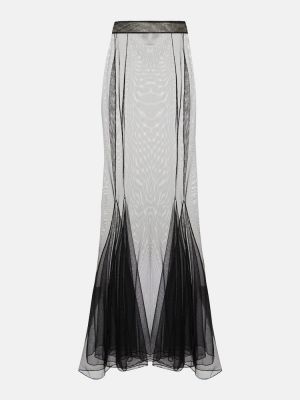 Tylové dlouhá sukně Saint Laurent černé