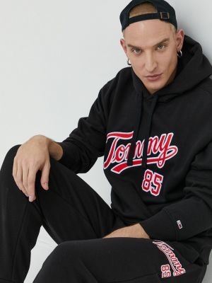 Суичър с качулка с апликация Tommy Jeans черно