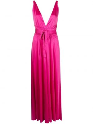 Вечерна рокля с v-образно деколте P.a.r.o.s.h. розово