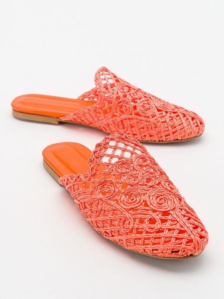 Pletené kožené domáce papuče Luvishoes oranžová