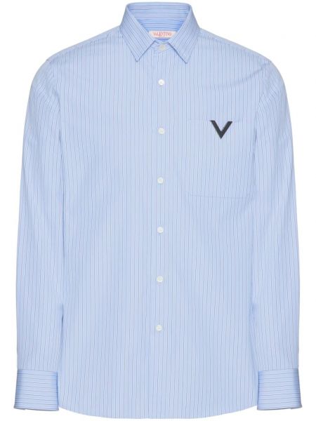 Bombažna srajca Valentino Garavani modra
