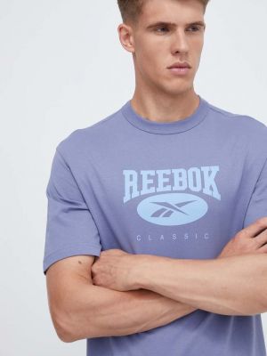 Bavlněné tričko s potiskem Reebok Classic modré