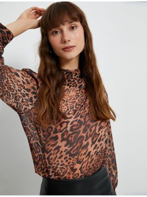 Bluză din șifon cu model leopard cu mâneci balon Koton