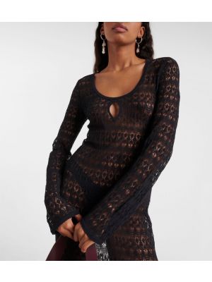 Bavlněné dlouhé šaty Isabel Marant černé