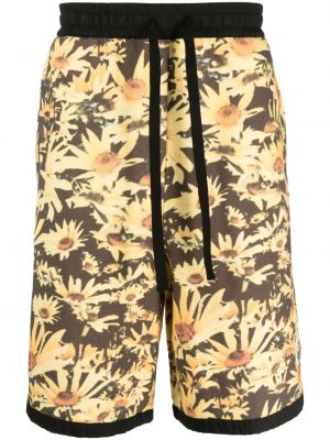 Kratke hlače s cvetličnim vzorcem s potiskom Jil Sander rumena