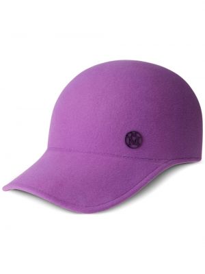 Volnena kapa s šiltom s tigrastim vzorcem Maison Michel vijolična
