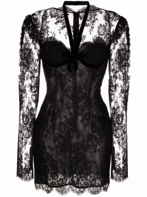 Mini vestido de encaje Alessandra Rich negro