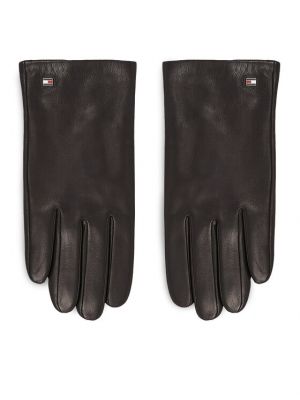 Kožené rukavice Tommy Hilfiger černé