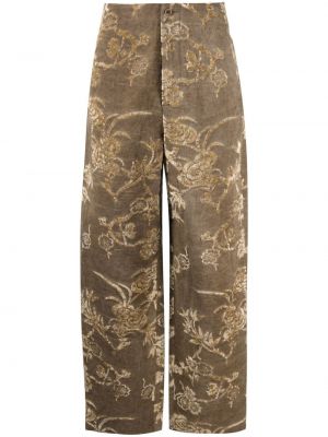 Ravne hlače iz žakarda Uma Wang rjava