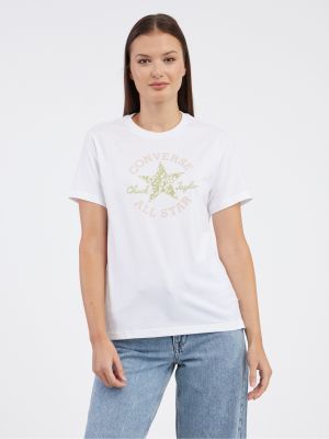 Květinové tričko Converse bílé