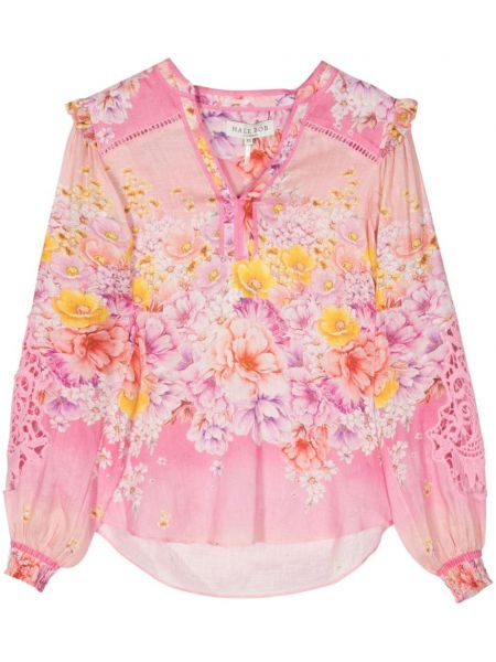 Bluză cu model floral cu imagine Hale Bob roz