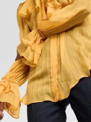 Μεταξωτή μπλούζα με βολάν Etro κίτρινο