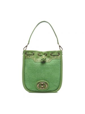 Leder tasche mit taschen La Carrie grün