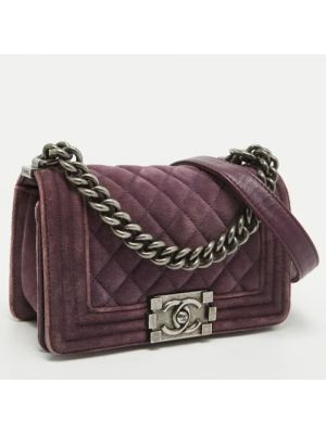 Bolsa de hombro de terciopelo‏‏‎ Chanel Vintage violeta