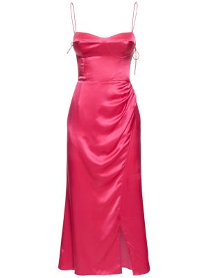Jedwabna satynowa sukienka midi Reformation różowa