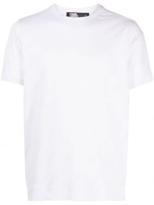 Bavlněné tričko s potiskem Karl Lagerfeld bílé