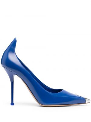 Кожени полуотворени обувки Alexander Mcqueen синьо