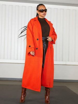 Шерстяное пальто Boohoo оранжевое