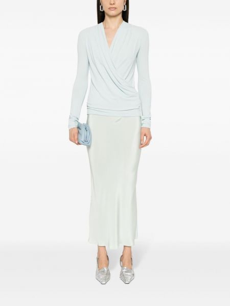 Bluse mit v-ausschnitt mit drapierungen Givenchy blau