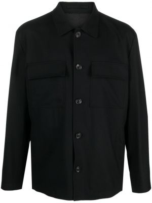 Vlněná košile s kapsami Lardini černá