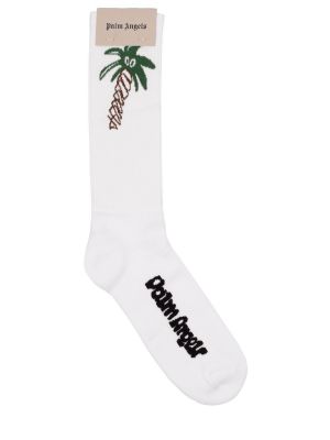Bavlněné ponožky Palm Angels bílé